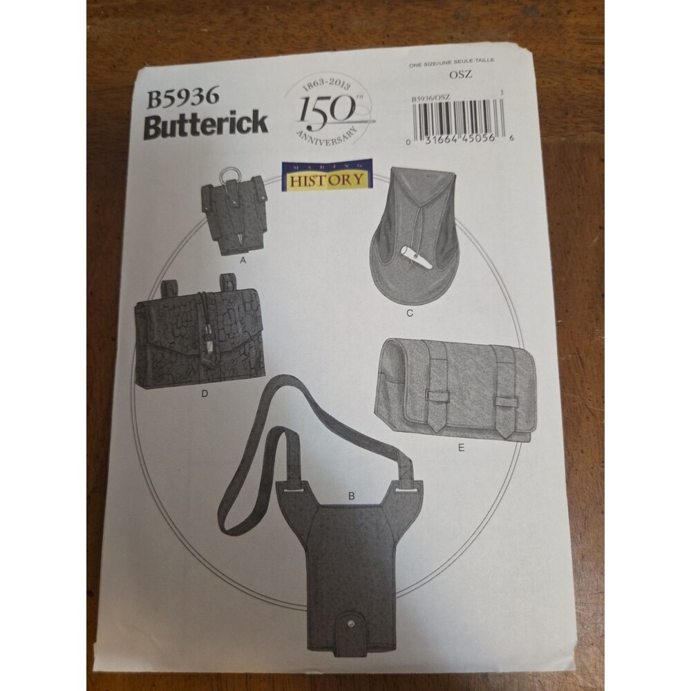 Butterick Costume Pattern B5936 MAKING HISTORY Gauntlet Bottle Carrier Pouches